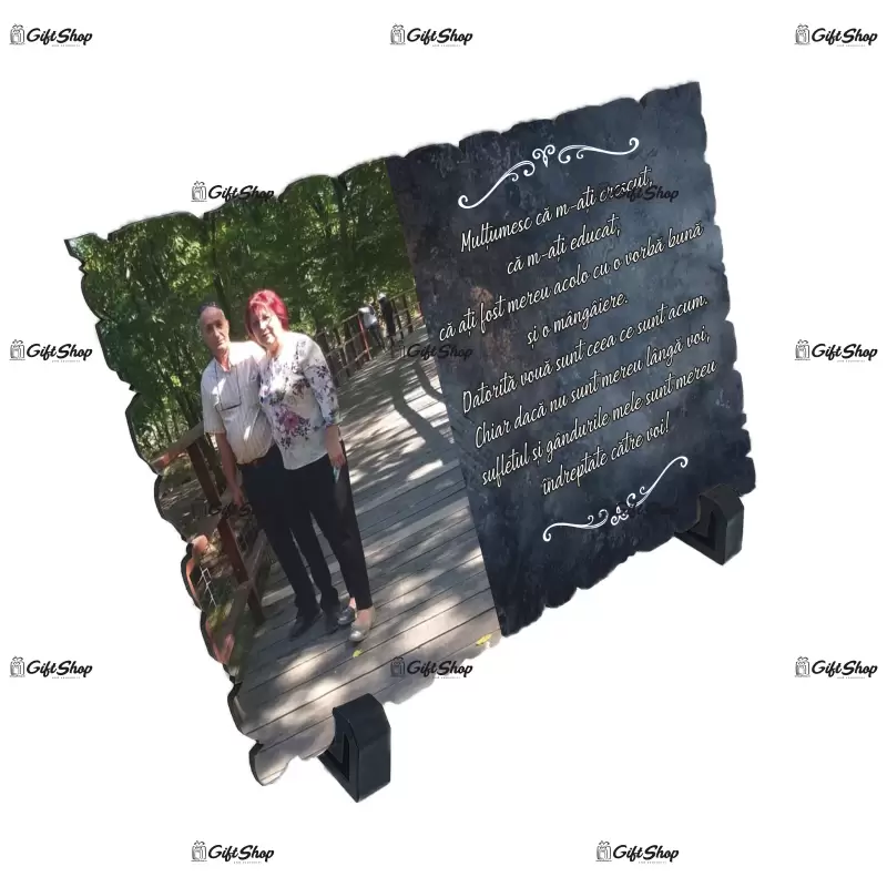 .placheta lemn personalizata cu poza si mesaj dimensiune 195x285 mm
